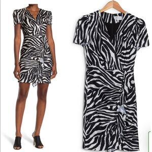 NWT Milly Esme Zebra Print Faux Wrap Dress